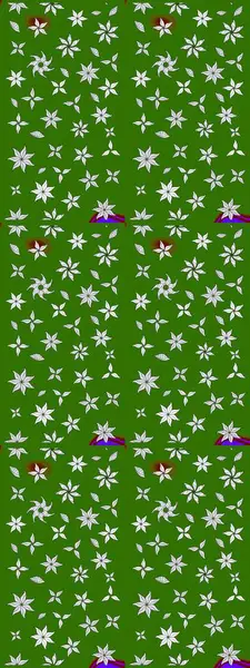 Eskiz arkaplan modeli. Yeşil yapraklı yabani çiçekler. Suluboya, elle çizilmiş. Raster illüstrasyonu.