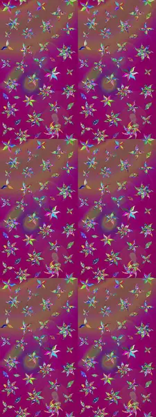 Çiçek deseni. Mor renkli çiçek çizimi. Şatafatlı bahar bahçesi dokusu. Raster illüstrasyonu. Mor renkte çiçekler.