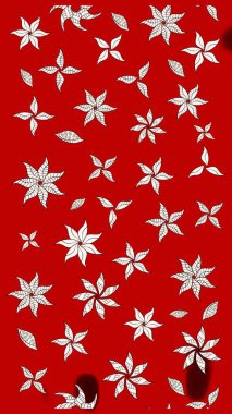 Raster düz çiçek çizim deseni. Hediye ambalaj kağıdı, tebrik kartları, posterler ve pankart tasarımı. Kırmızı renkte çiçekler.