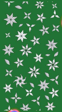 Yeşil renkli etnik çiçeklerle süslenmiş zarif bir eskiz şekli. Raster Çiçek İllüstrasyonu güzel tekstil..