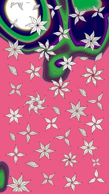 Şirin çiçek elementleri. Pembe renkli çiçekler. Raster illüstrasyonu. Çizim.