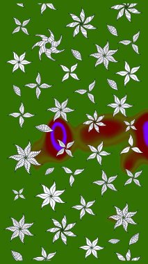 Gömlek baskısı için çiçek boyası. Çiçek desenli eskiz. Yeşil renkte çiçekler.