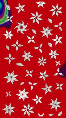 Çiçekli karalama şeklinde Raster çiçek deseni. Yumuşak, bahar çiçekli arka plan. Kırmızı renkte çiçekler.