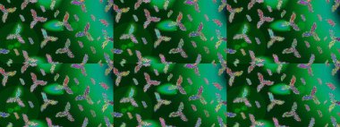 Kışın sembolü. Raster illüstrasyonu. Renkli arka planda izole edilmiş suluboya kar taneleri. Kar taneleri kışı.