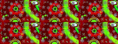 Kırmızı renkte çiçekler. Raster illüstrasyonu. El çizimi çiçekli soyut çizim deseni.