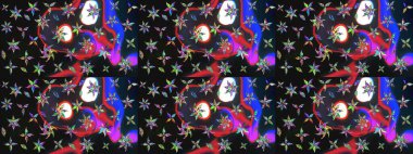 Motley illüstrasyonu. Küçük çiçekte güzel bir desen. Küçük renkli çiçekler. Çiçekli yaz çiçekleri. Robot resim. Moda baskıları için zarif bir şablon.