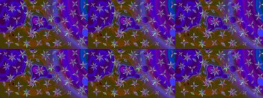 Raster illüstrasyonu. Yumuşak, mor renkte bahar çiçekleri. Raster çiçek desenli ve çiçekli..