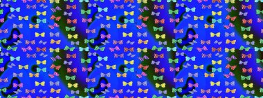 Mavi renklerin soyut arkaplanı. Elle çizilmiş kelebeklerle. Dekoratif Raster çizimi. Renkli romantik kelebekler eskiz kalıbı arka planı.