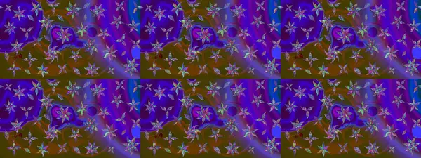 Raster illüstrasyonu. Yumuşak, mor renkte bahar çiçekleri. Raster çiçek desenli ve çiçekli..