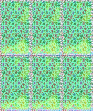 Kumaş, Tekstil, Baskı ve Davetiye için arka plan. Raster tasarımı. Doğadaki güzellik. Yeşil, mavi ve nötr renkler üzerine bir resim. Suluboya Biçimli Uçan Kelebekler ile çizim deseni.