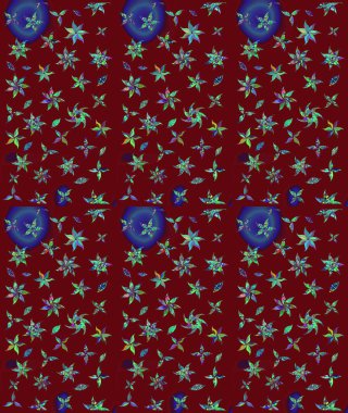 Raster illüstrasyonu. Eskiz geçmişi. Kumaş, tekstil, duvar kağıdı baskısı için. Eski usul. Renkli desenli eskiz deseni, kırmızı çiçekler ve dekoratif elementler.