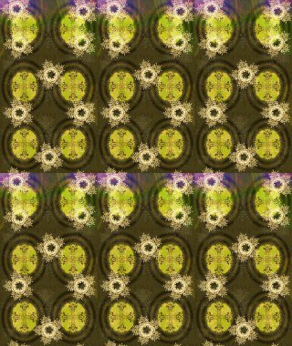 Kar tanesi süsü Raster illüstrasyonu. Kahverengi, yeşil ve sarı renkli kar tanesi süsü. Kar taneleri izole edildi. Güzel süs eşyası..