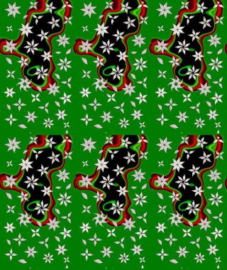 Renkli Yaz Temalı eskiz kalıbı. Raster Illustrasyon 'daki Çiçek Deseni' nin son moda çizimi. Düz Çiçek Elementleri Tasarımı. Yeşil renkte çiçekler.