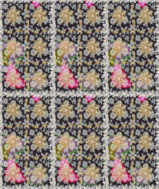 Tekrarlayan elementlerle soyut arkaplan oluşturun. Klasik altın desenli eskiz. Gri renkli ve altın elementli altın eskiz deseni. Raster illüstrasyonu.