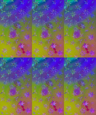 Çocuksu tasarım. Yeşil arka planda. Tekstil, kumaş, ambalaj, hatıra defteri için hoş bir çiçek arkaplanı. Elle çizilmiş karalama çiçekleri ile Raster çizim deseni.