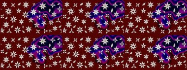 Raster illüstrasyonundaki çiçek desenli çizim. Renkli Bahar Teması eskiz kalıbı. Süslü kumaş deseni. Düz Çiçek Elementleri Tasarımı.