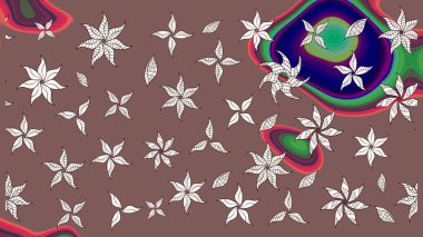 Raster düz çiçek çizim deseni. Hediye ambalaj kağıdı, tebrik kartları, posterler ve pankart tasarımı. Kahverengi renkte çiçekler.