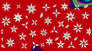 Sevimli çiçek raster deseni. Kırmızı renkte çiçekler. Renkli Yaz Temalı eskiz kalıbı. Düz Çiçek Elementleri Tasarımı.