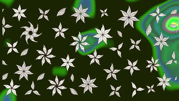 Parlak renkli çiçekleri ve gri renkli yaprakları olan harika bir çiçek deseni. Moda baskıları için zarif bir şablon. Modern çiçek arkaplanı. Halk stili.