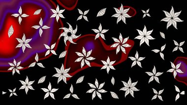 Çiçekli siyah eskiz deseni. Raster çiçek izi. Klasik taslak çizimi.