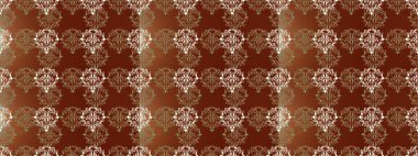 Klasik raster şablonu. Tekrarlayan elementlerle kusursuz soyut arkaplan. Kırmızı, kahverengi, bej ve altın desenli.