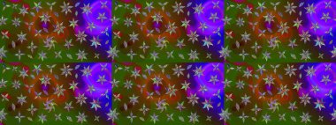 Düz Çiçek Elementleri Tasarım Raster illüstrasyonu. Renkli Bahar Teması eskiz kalıbı. Çiçek desenli eskiz. Yeşil renkte çiçekler.