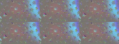 Küçük çiçekteki sevimli çiçek deseni. Bir sürü gri ve soyut çiçekli tropik eskiz deseni. Varicologray Raster çizimi.