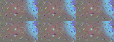 Raster illüstrasyonundaki çiçek desenli çizim. Renkli Bahar Teması eskiz kalıbı. Düz Çiçek Elementleri Tasarımı. Gri renkli çiçekler.