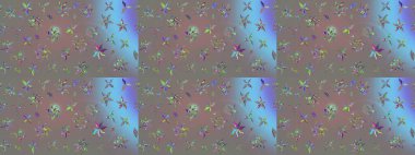 Şirin çiçek elementleri. Raster illüstrasyonu. Gri renkli çiçekler. Çizim.