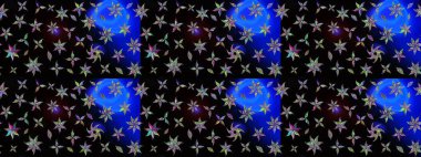 Çizim kalıbı. Renkli süs kenarı. Siyah renklerde. Çiçek duvar kağıdı. Hint süsü. Raster illüstrasyonu.