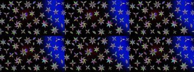 Siyah renkli Asya tekstili. Suluboya çiçekli çiçek deseni. Raster illüstrasyonu.