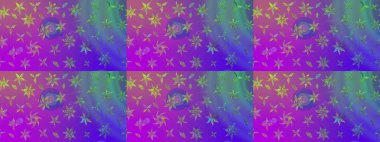 Renkli Bahar Teması eskiz kalıbı. Çiçeksel fantezi tasarımı ve parlak bir arka plan çizimi. Düz Çiçek Elementleri Tasarımı.