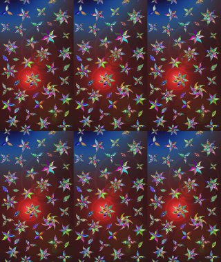 Raster illüstrasyonu. Çiçek ve yapraklı karalama şeklinde Raster çiçek deseni. Yumuşak, bahar çiçekleri kahverengi renklerde.