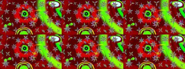 Kırmızı renkte çiçekler. Raster illüstrasyonu. El çizimi çiçekli soyut çizim deseni.