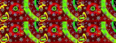 Küçük çiçekteki sevimli çiçek deseni. Kırmızı renklerde. Raster deseni. Soyut çiçek çizim kalıbı arka planı. Raster illüstrasyonu.