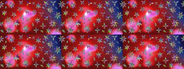 Küçük çiçekli yay deseni çiz. Suluboya stilinde kırmızı renkte. Raster illüstrasyonu.