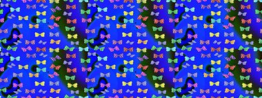 Mavi renklerin soyut arkaplanı. Elle çizilmiş kelebeklerle. Dekoratif Raster çizimi. Renkli romantik kelebekler eskiz kalıbı arka planı.