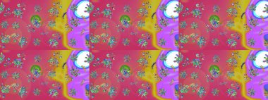 Raster illüstrasyonu. Pembe renklerde. Çiçekli güzel suluboya desen.