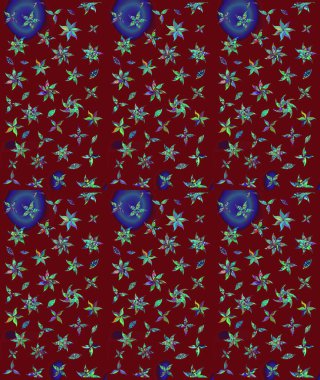 Raster illüstrasyonu. Eskiz geçmişi. Kumaş, tekstil, duvar kağıdı baskısı için. Eski usul. Renkli desenli eskiz deseni, kırmızı çiçekler ve dekoratif elementler.