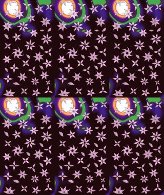 Kahverengi renkler ve parlak çiçekler üzerine soyut çizim deseni. Küçük çiçekte hoş bir çiçek deseni var. Çiçek elementli zarif raster dokusu..