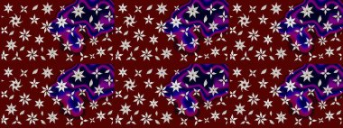 Raster illüstrasyonundaki çiçek desenli çizim. Renkli Bahar Teması eskiz kalıbı. Süslü kumaş deseni. Düz Çiçek Elementleri Tasarımı.