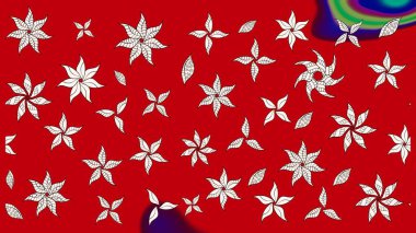 Sevimli çiçek raster deseni. Kırmızı renkte çiçekler. Renkli Yaz Temalı eskiz kalıbı. Düz Çiçek Elementleri Tasarımı.