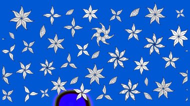 Çiçek süslemeli çizim deseni. Mavi renkli çiçekler. Raster illüstrasyonu.