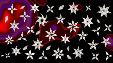 Çiçekli siyah eskiz deseni. Raster çiçek izi. Klasik taslak çizimi.