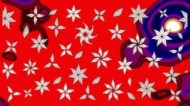 Kırmızıda çiçekler. Eskiz arkaplan modeli. Suluboya, elle çizilmiş. Raster stoku.