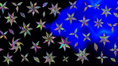 Soyut etnik raster çizim kalıbı. Vadinin çiçekleri siyah renklerde. Çiçekler..