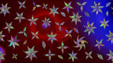 Kahverengi renklerde bahar çiçekleri. Raster illüstrasyonu. Raster deseni. Patlayan çiçekler soyut yerleştirilmiş.