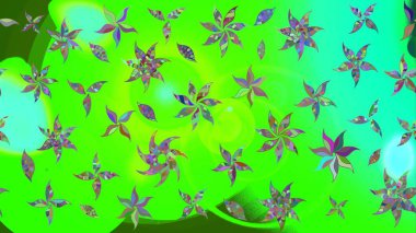 Yeşil renkli çiçekler. Doodle tarzı. Renkli yeşil çizim kalıbı. Elle çizilmiş sonbahar çiçeği deseni. Tekstil ve kapak tasarımı için mükemmel.