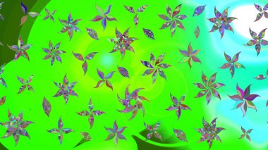 Renkli Bahar Teması eskiz kalıbı. Düz Çiçek Elementleri Tasarımı. Çiçekli çiçek deseni, suluboya. Raster illüstrasyonu. Yeşil renkte çiçekler.