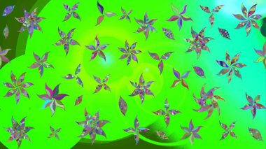 Yeşil renkli çiçekler. Raster illüstrasyonunda çiçek deseni çizimi.